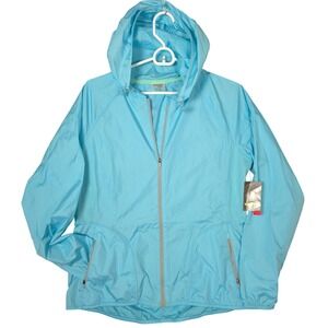 Danskin Now Women's Performance Loose‎ Fit Woven Track Jacket Blue